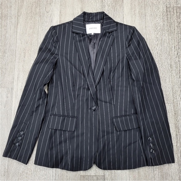 NWT Frame Denim Striped Wool Lined Blazer Size 2 - Picture 2 of 3